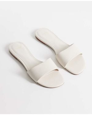 Mango Faux Leather Flat Slides - Natural