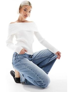 Glamorous Bardot Knit Top - White