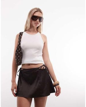 Monki Low Rise Festival Mini Skirt With Cut-outs - Blue