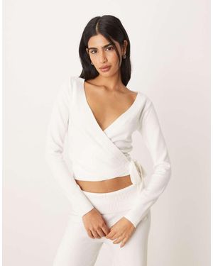 Hollister Sudadera Blanca Con Diseño Cruzado Multiposición De Punto Cálido De Gilly Hicks (Parte De Un Conjunto) - Blanco