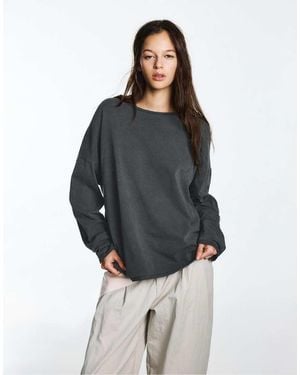 Pull&Bear Oversize Long Sleeve T-shirt - Grey