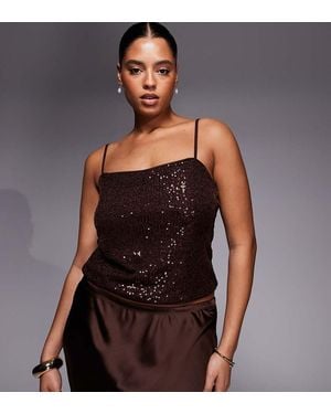 ASOS Asos Design Curve Allover Sequin Cami Top - Black