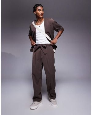 The Couture Club Relaxed Smart Trousers Co-ord - Brown