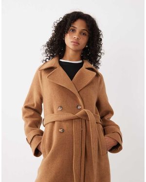 Abercrombie & Fitch Gabardina Trench Con Cinturón De Mezcla De Lana En-Neutro - Marrón