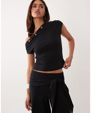 ASOS Co-ord Eyelet Detail Off The Shoulder Top - Black