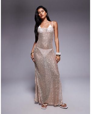 South Beach Sequin Maxi Beach Dress - Gray