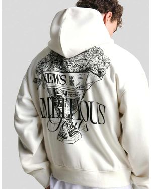 Bershka Printed Hoodie - White