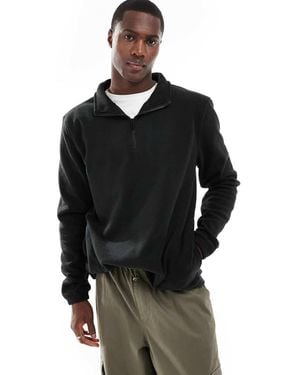 Brave Soul Oversized Fleece Half Zip Sweatshirt - Black