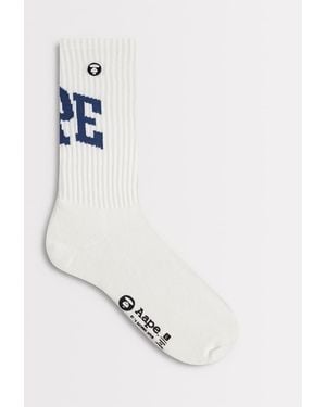 Aape By A Bathing Ape Aape By A Bathing Ape Logo Socks - White