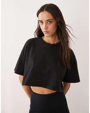 4505 Icon Heavyweight Cotton Cropped T-shirt With Quick Dry Finish - Black