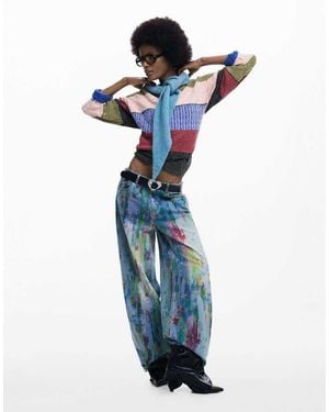 Desigual Wide Leg Splatter Jeans - Blue