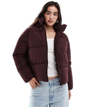 New Look Cropped Puffer Coat - Purple