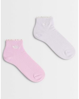 adidas Originals 2 Pack Ruffle Ankle Socks - Pink