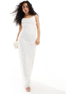 TFNC London Bridal Chiffon 3D Maxi Slip Dress - White