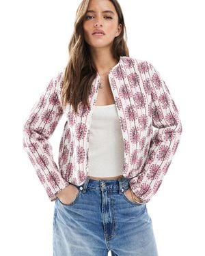 Threadbare Quilted Cotton Jacket With Paisley Print - Red