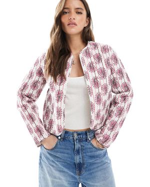Threadbare – baumwoll-steppjacke mit paisley-print - Rot