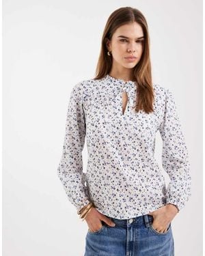 ONLY Tie Neck Long Sleeve Top - White