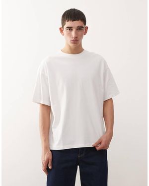 Weekday Camiseta Blanca De Corte Cuadrado Holgado De Punto Liso Grueso De - Blanco