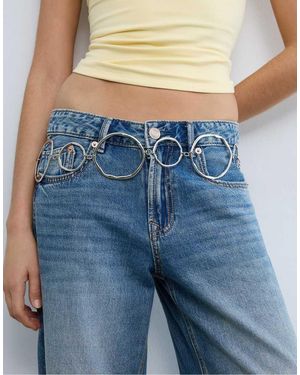 Stradivarius Metal Belt With Large Ovals - Blue
