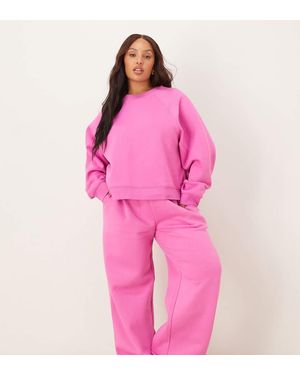 ASOS Asos Design Curve Wide Leg Brushback Jogger - Pink