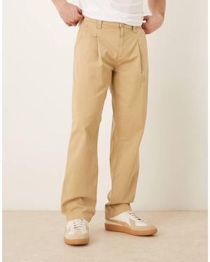 ASOS Pantalones De Corte Recto Con Pinzas De -Neutro