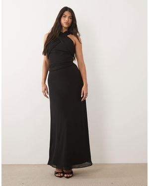 TFNC London – drapiertes neckholder-maxikleid aus chiffon - Schwarz