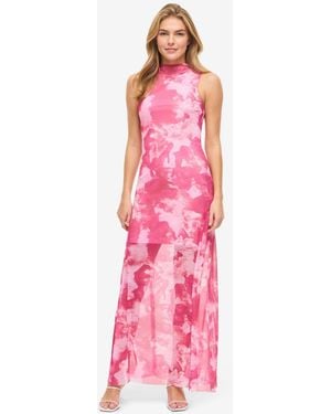Noisy May Ärmelloses mesh-maxikleid mit pinkem print