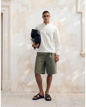 ASOS Regular Fit Overhead Shirt With Henley Collar - White