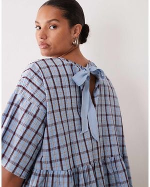 ASOS Asos design curve oversize-oberteil mit kurzen ärmeln und schößchen - Blau