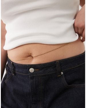 ASOS Asos design curve – farbene bauchkette aus wasserfestem edelstahl - Grau