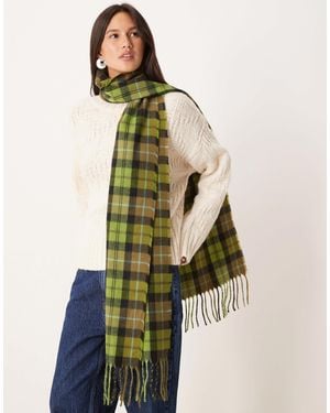 ASOS Écharpe à carreaux et franges - Vert