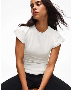 Bershka Balloon-sleeve Raglan T-shirt - White