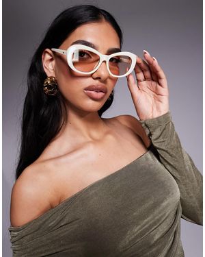 Kaiia – exklusive, ovale sonnenbrille mit breitem gestell - Grau