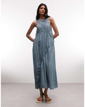 Collusion Channel-detail High Neck Midi Dress - Blue