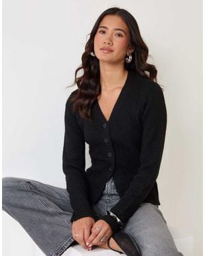 Threadbare V Neck Knitted Cardigan - Black