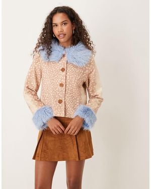 Never Fully Dressed Faux-fur Collar And Sleeve Jacket - Blue