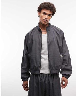 Collusion Oversized Geruit Trainingsjack Met Capuchon - Grijs