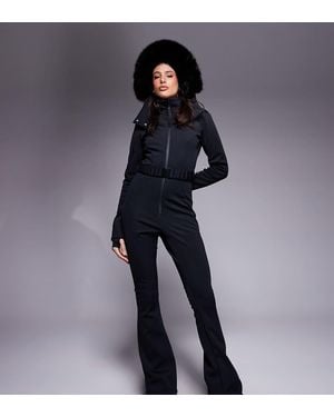 ASOS 4505 Ski & Snow Asos 4505 Tall Ski Soft Shell Belted Ski Suit With Slim Kick Leg And Faux Fur Hood - Blue