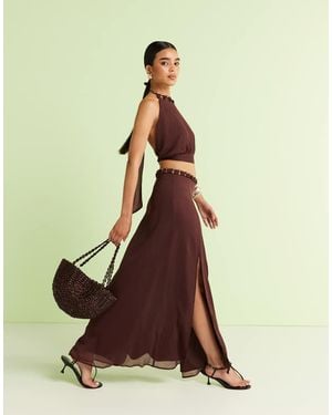 ASOS Cut Out Beaded Volume Maxi Skirt - Purple