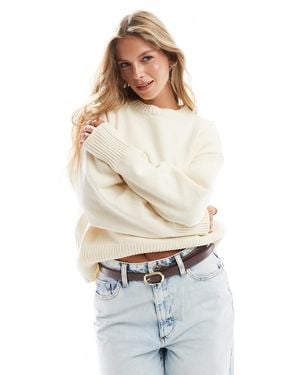 Pull&Bear Chenille Knitted Sweater - White