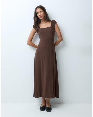 ONLY Robe longue en lin - Marron