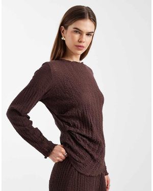 ONLY Long Sleeve Top Co-Ord With Ruche Detail - Purple