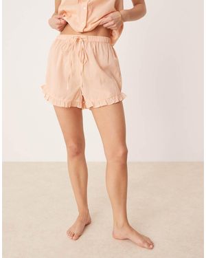 Luna Pantaloncini Del Pigiama Color Pesca Con Bordi Smerlati - Neutro