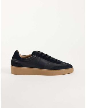 Noak Zapatillas Retro Con Cordones, Suela De Goma, En Piel Y Ante Negros, Hechas En Portugal - Azul
