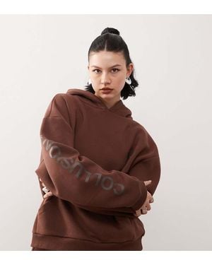 Collusion Sudadera Con Capucha Y Logo De Tejido Grueso De - Marrón