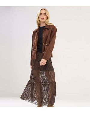 PixieGirl Petite Lace Maxi Skirt - Brown