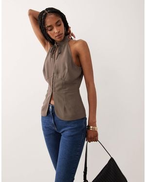 Miss Selfridge Tailored Halter Top - Blue