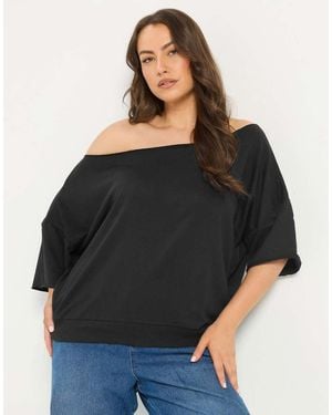 Yours Clothing Off Shoulder Sweatshirt - Black