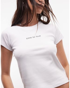 French Connection – knapp geschnittenes t-shirt - Weiß