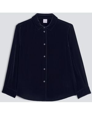 Aspesi Hemd Aus Bedrucktem Viskose-Seiden-Köper - Blau